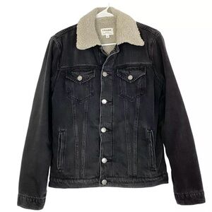 Frame Denim Black Performance Jacket with Cream Collar